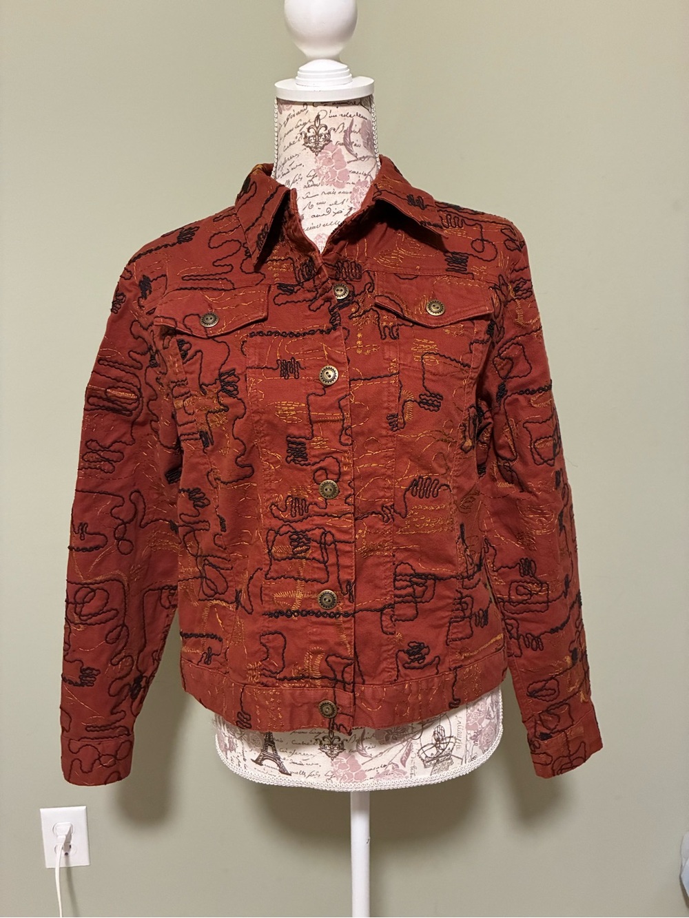 Ruby Rd. Rust Embroidered Jean Jacket - Picture 6 of 9